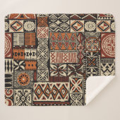 Hawaiian style tapa tribal fabric abstract patchwo シェルパブランケット (正面(横))