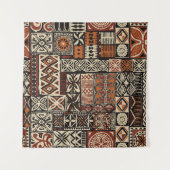 Hawaiian style tapa tribal fabric abstract patchwo タペストリー (正面)
