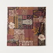 Hawaiian style tribal motif fabric patchwork abstr タペストリー (正面(横))