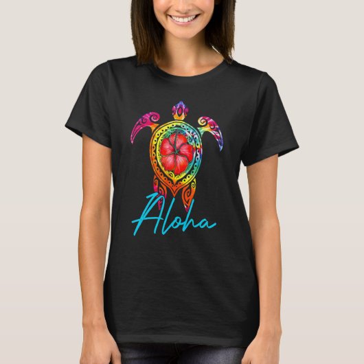 Hawaiian Tie Dye Sea Turtle Aloha  For Family Vaca Tシャツ (正面)