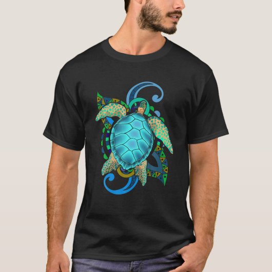 Hawaiian Tribal Maori Ocean Animal Polynesian Sea Tシャツ (正面)