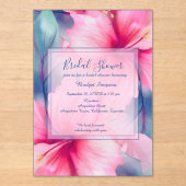 hawaiian tropical floral hibiscus bridal shower  アクリル招待状 (正面)