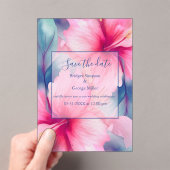 hawaiian tropical floral hibiscus save the date アクリル招待状 (インサイチュ (ポータブル))