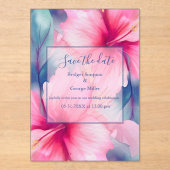 hawaiian tropical floral hibiscus save the date アクリル招待状 (正面)