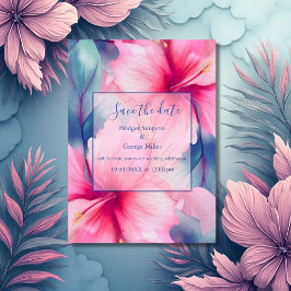 hawaiian tropical floral hibiscus save the date アクリル招待状