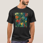 Hawaiian Tropical Flower Leaf Pattern Beach Vacati Tシャツ (正面)