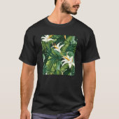 Hawaiian Tropical Flower Leaf Pattern Beach Vacati Tシャツ (正面)