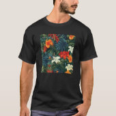 Hawaiian Tropical Flower Leaf Pattern Beach Vacati Tシャツ (正面)