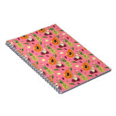 Hawaiian Tropical Fruit Pattern Coral Notebook ノートブック (右側)