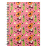 Hawaiian Tropical Fruit Pattern Coral Notebook  ノートブック (正面)