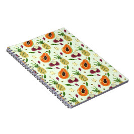Hawaiian Tropical Fruit Pattern Cream Notebook  ノートブック