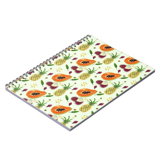 Hawaiian Tropical Fruit Pattern Cream Notebook  ノートブック (左側)
