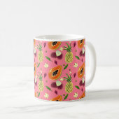 Hawaiian Tropical Fruit Pattern Mug Coral コーヒーマグカップ (正面右)
