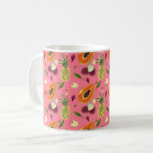Hawaiian Tropical Fruit Pattern Mug Coral コーヒーマグカップ (正面左)