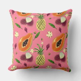 Hawaiian Tropical Fruit Pattern Throw Pillow クッション