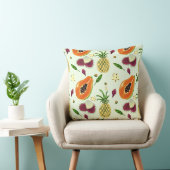 Hawaiian Tropical Fruit Pattern Throw Pillow Cream クッション (椅子)