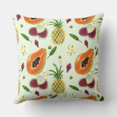 Hawaiian Tropical Fruit Pattern Throw Pillow Cream クッション (裏面)