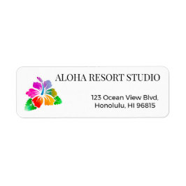Hawaiian Tropical Hibiscus Return Address  ラベル
