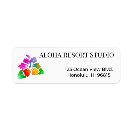 Hawaiian Tropical Hibiscus Return Address  ラベル (正面)
