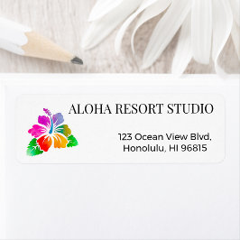 Hawaiian Tropical Hibiscus Return Address ラベル