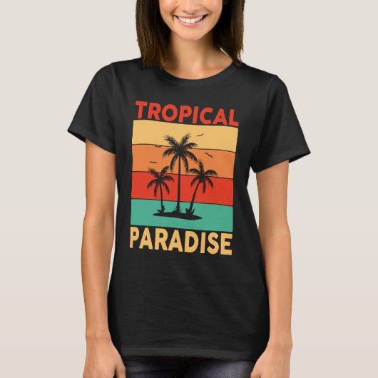 Hawaiian Tropical Paradise Hawaii Pineapple Tiki Tシャツ (正面)