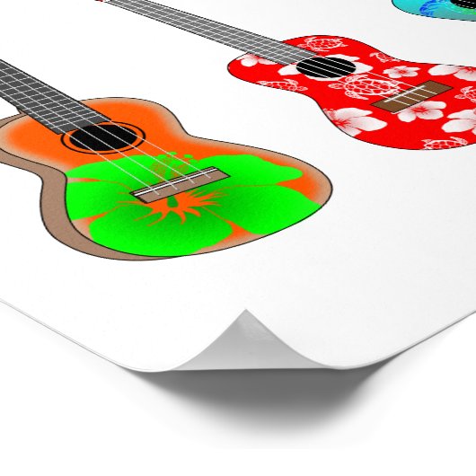 Hawaiian Ukulele Aloha Hawaii ポスター (角)