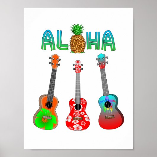 Hawaiian Ukulele Aloha Hawaii ポスター (正面)