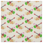 Hawaiian Ukulele Hibiscus Flowers ファブリック (見本)