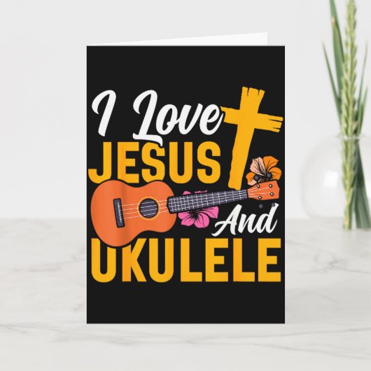 Hawaiian Ukulele Uke Jesus Faith Christian I Love  カード (正面)