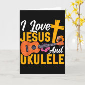 Hawaiian Ukulele Uke Jesus Faith Christian I Love  カード (黄色い花)