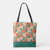 Hawaiian vibe colorful tropical flowers pattern トートバッグ (裏面)