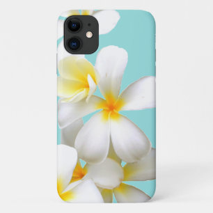 Hawaiian white plumeria flower blue iPhone 11 ケース