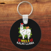 Hawaiian Xmas Llama Lights Mele Kalikimaka Llama C キーホルダー (正面)