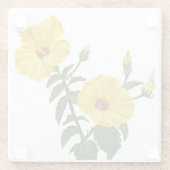 Hawaiian yellow hibiscus Botanical illustration ガラスコースター (裏面)