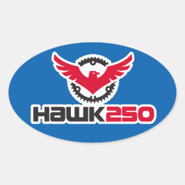 Hawk 250ロゴブルー背景オーバルステッカー 楕円形シール