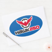 Hawk 250ロゴブルー背景オーバルステッカー 楕円形シール (封筒)