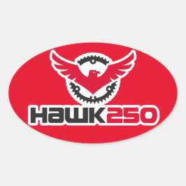 Hawk 250ロゴ赤い背景オーバルステッカー 楕円形シール