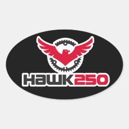 Hawk 250ロゴ黒背景オーバルステッカー 楕円形シール