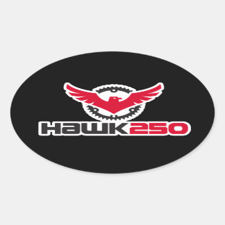 Hawk 250ロゴ黒背景オーバルステッカー 楕円形シール