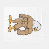 Hawk as Bodybuilder with Six pack フリースブランケット (正面(横))