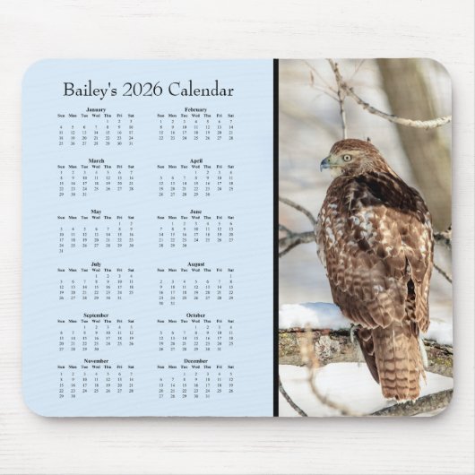 Hawk - Full year 2026 customizable calendar マウスパッド (正面)