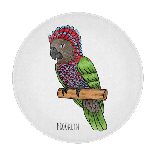 Hawk headed parrot bird cartoon illustration カッティングボード (正面)