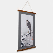 Hawk on Snow Covered Branch, Ohara Koson 吊り下げ型タペストリー (傾斜あり)