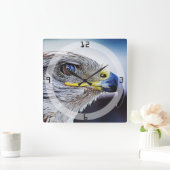 Hawk pop art wall clock square decorate. スクエア壁時計 (ホーム)