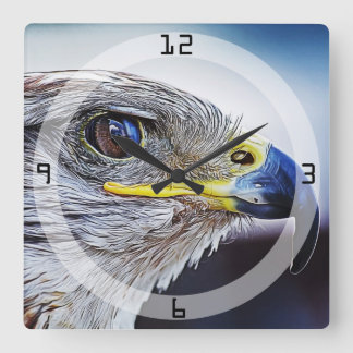Hawk pop art wall clock square decorate. スクエア壁時計