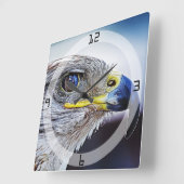 Hawk pop art wall clock square decorate. スクエア壁時計 (傾斜)