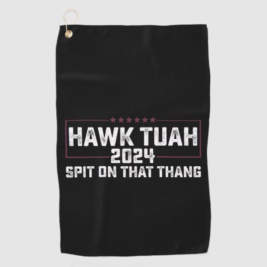 Hawk Tuah 2024 つば吐く大統領候補 ゴルフタオル (正面)