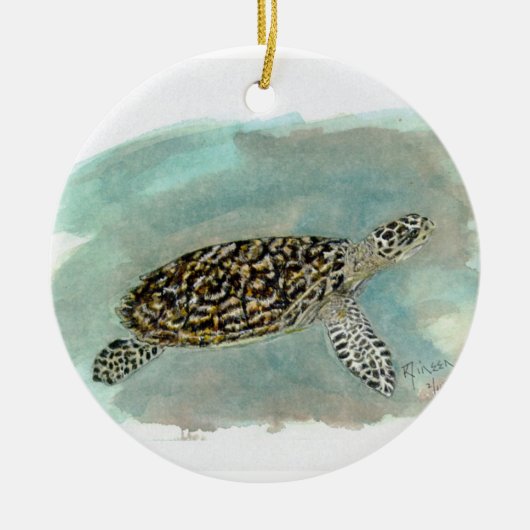 Hawksbillのウミガメのオーナメント セラミックオーナメント (正面)