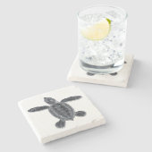 Hawksbillのウミガメの石のコースター ストーンコースター (横)