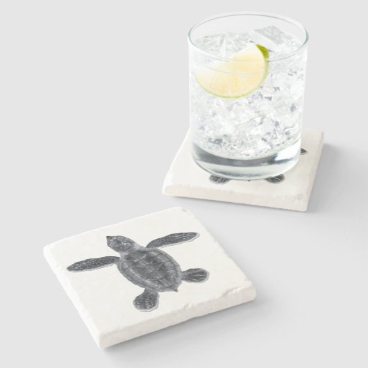 Hawksbillのウミガメの石のコースター ストーンコースター (横)